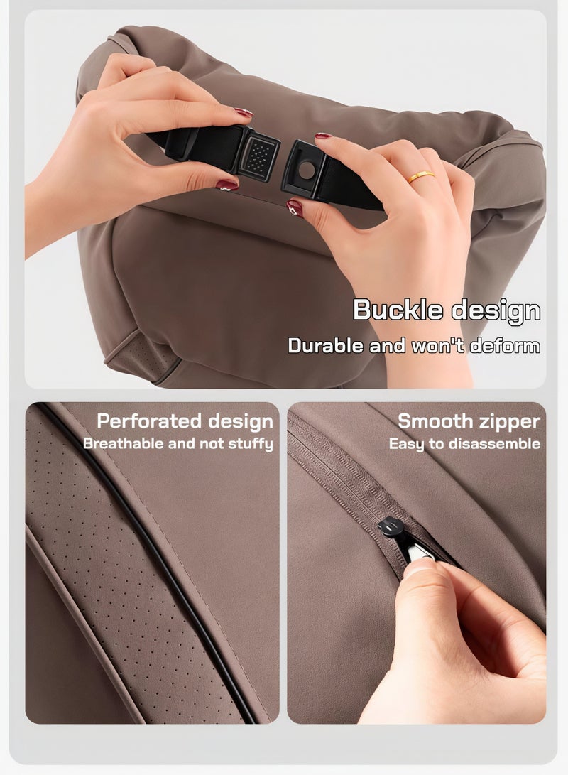 وسادة رقبة لمقعد السيارة، وسادة مسند رأس للسيارة، وسادة مسند رأس لتخفيف آلام الرقبة وتوتر العضلات، وسادة رأس داعمة للرقبة بتصميم مريح لتخفيف إرهاق القيادة، ملحقات داخلية للسيارات (بني) - Image 5